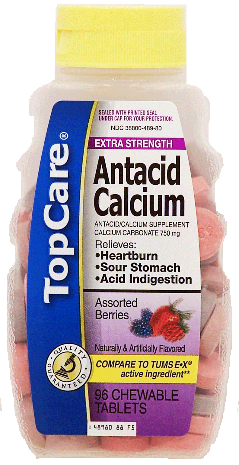 Top Care  antacid calcium relieves heartburn, sour stomach, and acid indigestion, chewable, assorted berries flavor Full-Size Picture